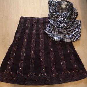 Anthropologie Persaman Skirt A Line. Size 6 Burgundy Party